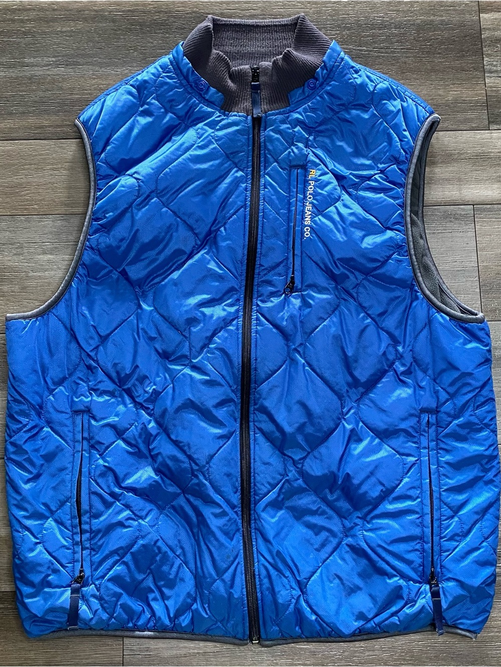 Vintage Polo Jeans Co Ralph Lauren Quilted Puffer Vest Mens XL Blue Full Zip